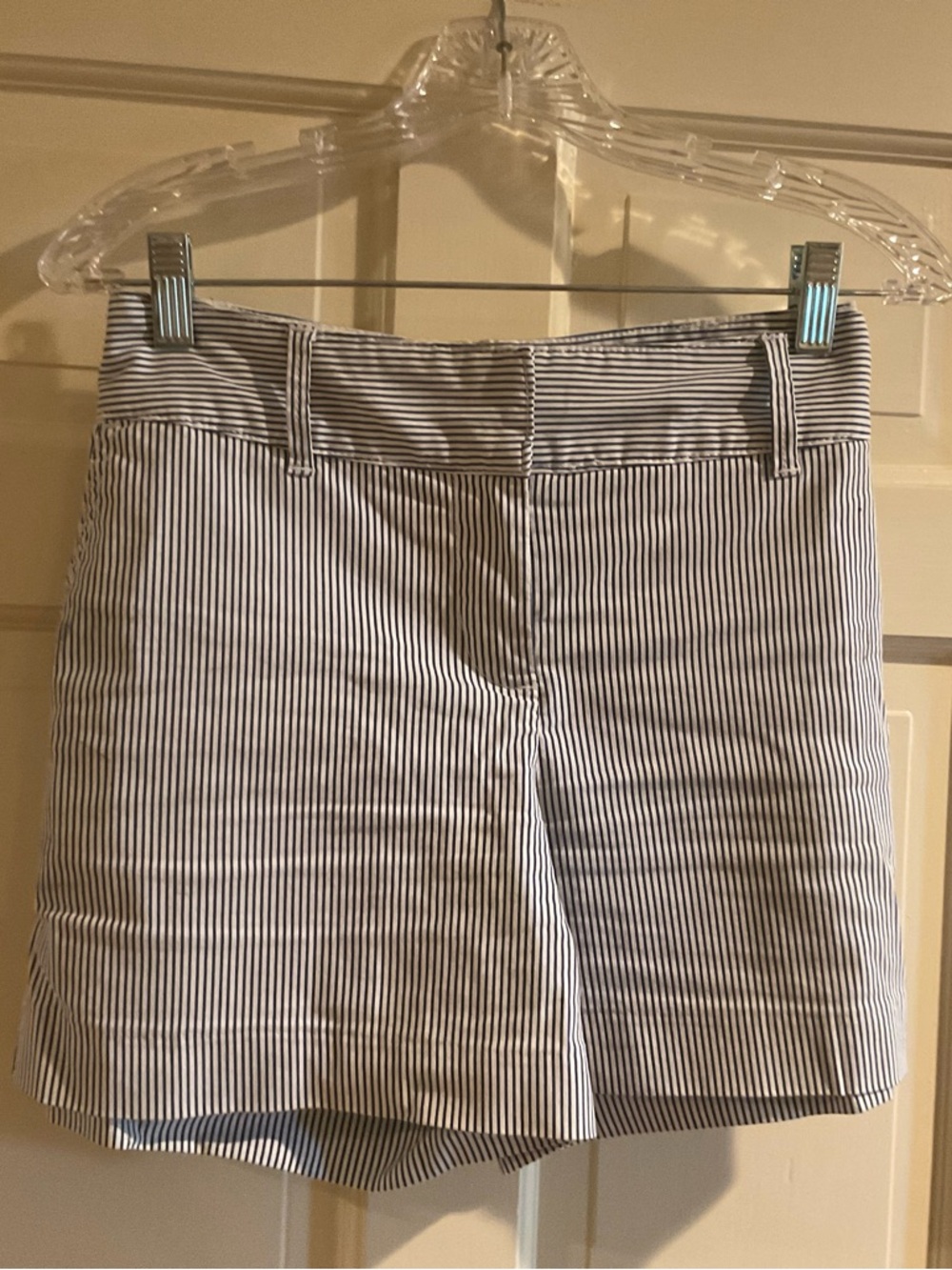 Blue White Striped Stretch Cotton Shorts Size 10 Preppy Coastal Classic